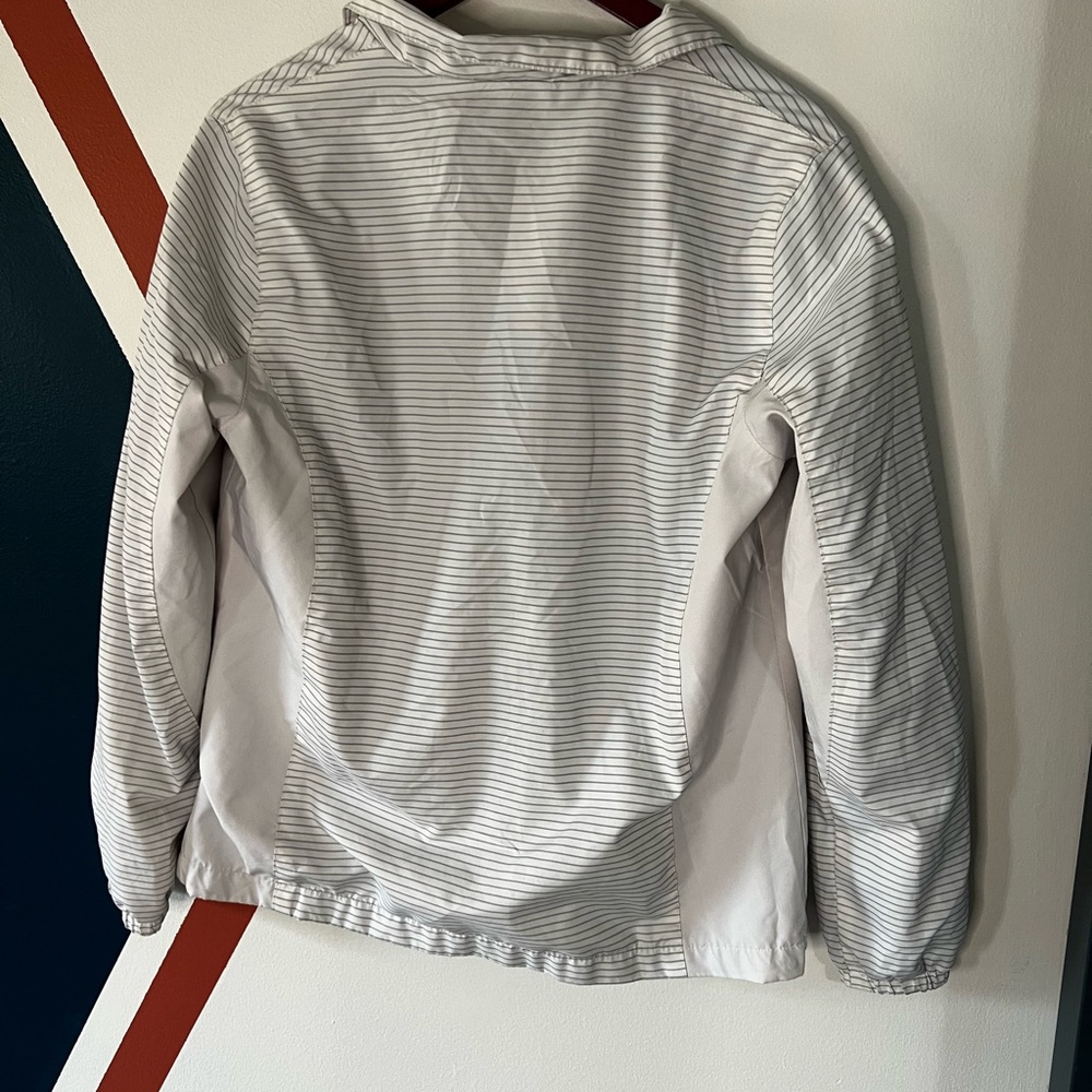 New Balance White and Light Gray Striped Full-Zip Running Jacket - Picture 5 of 5